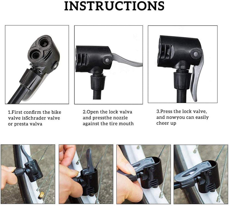 [Australia - AusPower] - VIMILOLO Bike Pump Portable, Ball Pump Inflator Bicycle Floor Pump with high Pressure Buffer Easiest use with Both Presta and Schrader Bicycle Pump Valves-160Psi Max 