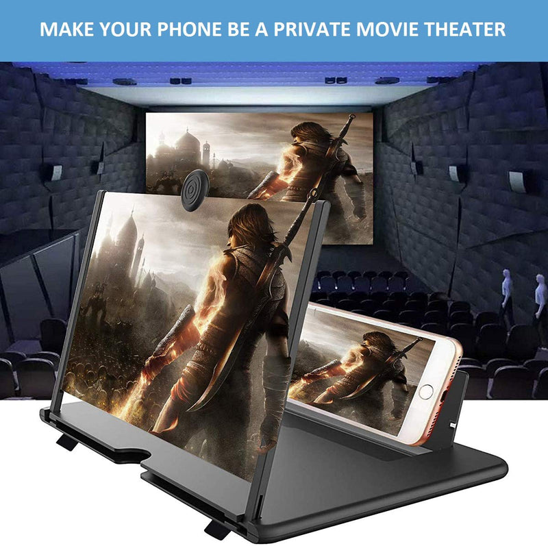 [Australia - AusPower] - 14" Screen Magnifier for Cell Phone, 3D HD Screen Amplifier Projector Screen for Movies, Videos and Live Broadcast, Foldable Phone Stand Holder - Compatible with All Smartphones 