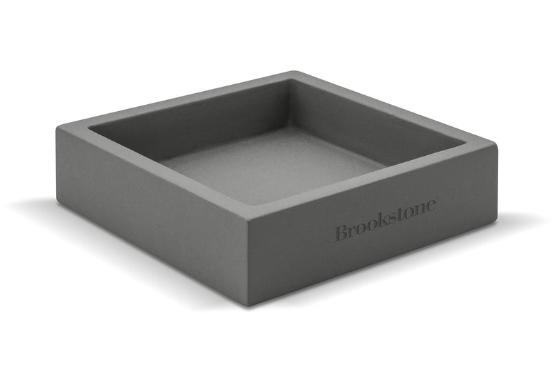 [Australia - AusPower] - Brookstone BKH8026, Concrete Desktop Tray Organizer, Decorative Modern Storage Solution for Spare Change, Keys, Small Office Stationery, 4.75” x 1.25”, Gray 