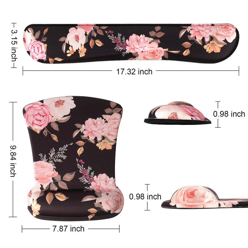 [Australia - AusPower] - iCasso Keyboard Wrist Rest and Mouse Wrist Rest Pad, Made of Memory Foam, Ergonomic Support, Easy Typing and Relieve Wrist Pain, Perfect for Gaming, Computer, Office, Laptop - Peony T-peony 