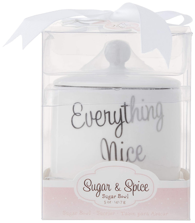 [Australia - AusPower] - Kate Aspen Ceramic Sugar Bowl, Spice and Everything Nice, White one size White & Silver 