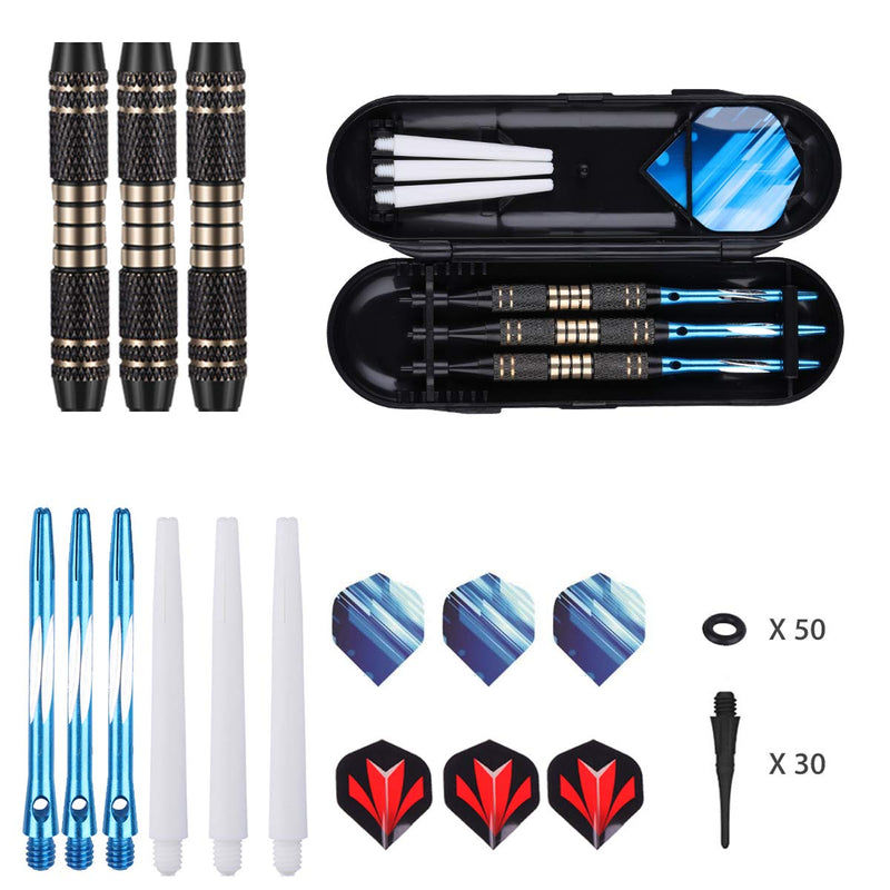 [Australia - AusPower] - sanfeng Soft tip Darts Set 18 Gram - Professional Darts Plastic Tip with Brass Barrel + Aluminum Shafts + 50 Rubber o-Ring + 6 Flights +30 Soft Tips for Electronic Dartboard 