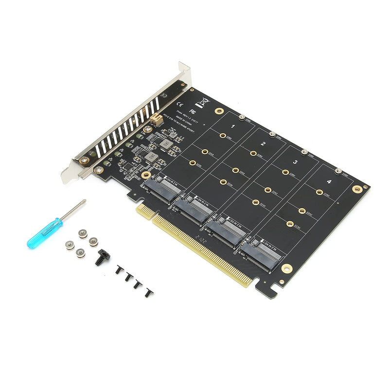 [Australia - AusPower] - M.2 NVME SSD to PCIe 4.0 Adapter Card, 4 Port M.2 NVMe to PCIE x16 Expansion Card for M Key NVMe SSD, 4 x 32Gbps Full‑Speed(ph44) ph44 