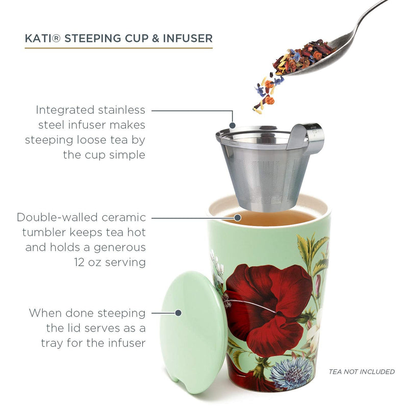 [Australia - AusPower] - Tea Forté Kati Cup Fleur | Mug Removable Stainless Steel Infuser Cup | Quality Porcelain | 350 ml 