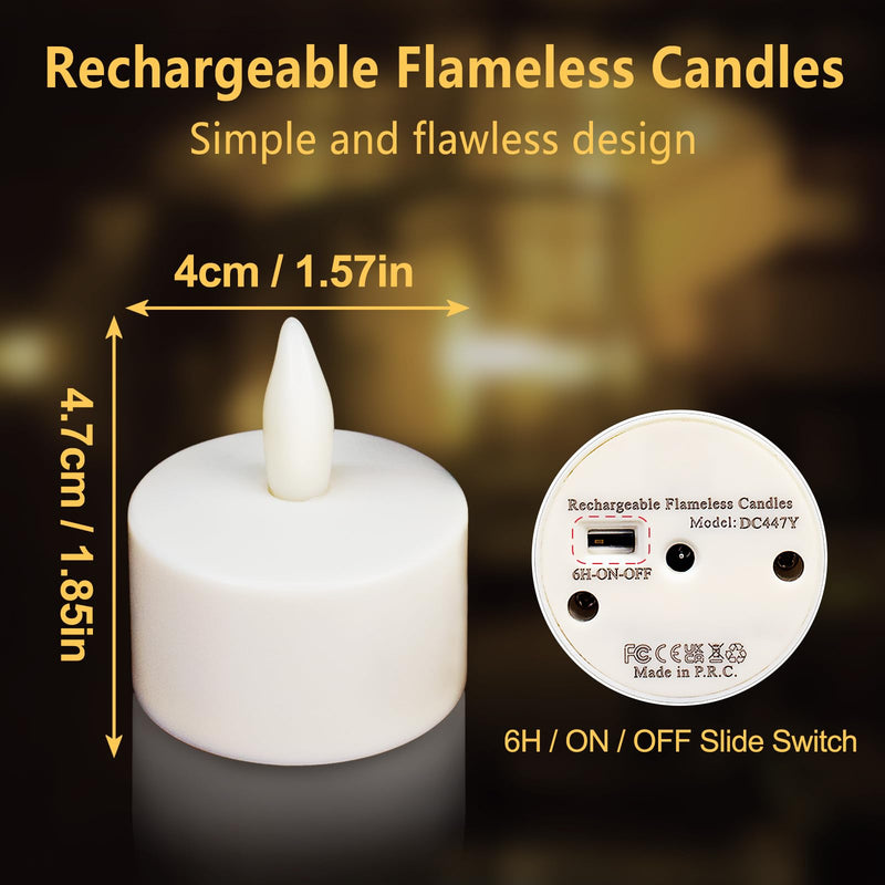 [Australia - AusPower] - Rechargeable Tea Lights,Flameless LED Candles with Remote Timer,Battery Operated Tea Lights Flickering Votive Candles,for Home Restaurant,Holiday Party,Seasonal Halloween Decorations,6 Pack 