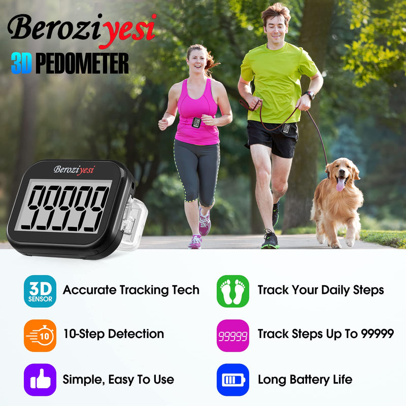 [Australia - AusPower] - 3D Pedometer for Walking, Simple Step Counter for Walking with Removable Clip and Lanyard, Accurate Pedometers for Steps, Step Tracker with Large Display for Men Women and Kids 