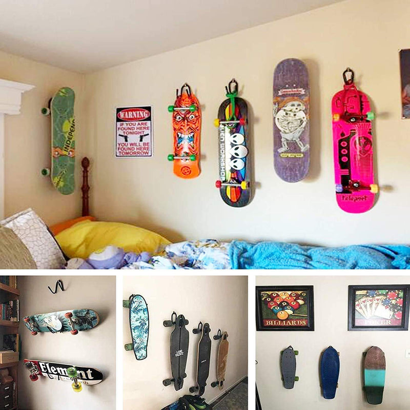 [Australia - AusPower] - Pmsanzay Skateboard Wall Mount Wall Hanger Rack Storage Display Holder - for Storage Your Skateboard or Longboard and Helmet - Easy to Install - Hold up to 20 KG. (40LBS) - 2/PK 
