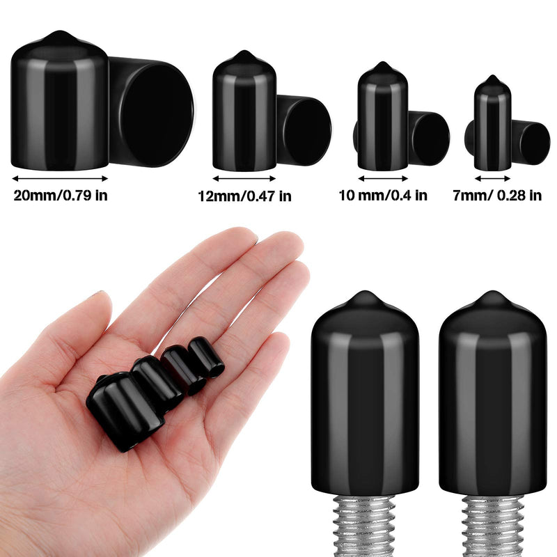 [Australia - AusPower] - 80 Pieces Rubber End Caps Flexible Bolt Covers Screw Caps Thread Protectors in 4 Sizes 1/4 to 3/4 Inch (Black) Black 