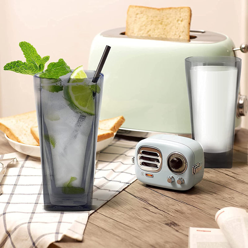 [Australia - AusPower] - Top-spring 12 Oz Reusable Plastic Water Tumblers, Stackable Shatterproof Clear Drinking Glasses, BPA Free, Set of 6 (12 Oz, Gray) 