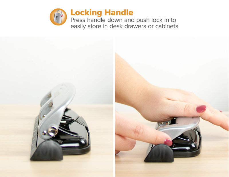 [Australia - AusPower] - PaperPro inPRESS 12 Reduced Effort Three-Hole Punch, Silver/Black (2101) 12 Sheet Black 