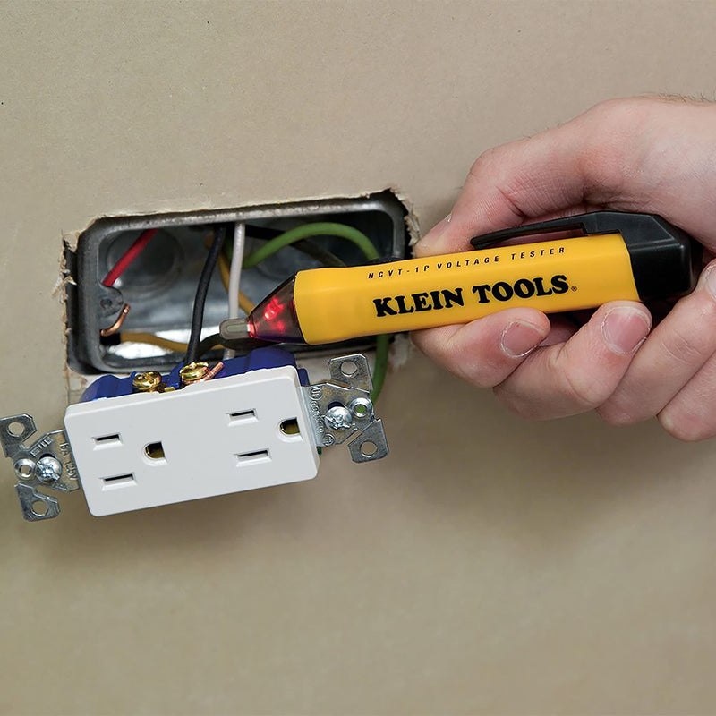 [Australia - AusPower] - Klein Tools NCVT1P Voltage Tester, Non-Contact Voltage Detector Pen, 50V to 1000V AC, Audible and Flashing LED Alarms, Pocket Clip NCVT Pen 