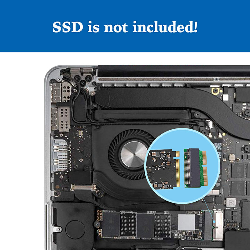 [Australia - AusPower] - M.2 NVME SSD Convert Adapter, 12+16pin M.2 NGFF M-Key SSD Convert Card for MacBook Air Pro Retina Mid 2013 2014 2015 2016 2017, NVME AHCI SSD Upgraded Kit for A1465 A1466 A1398 A1502 Green 
