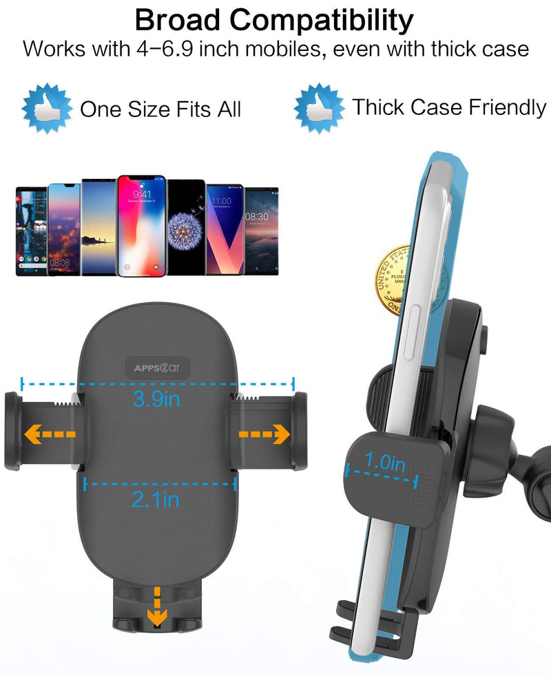 [Australia - AusPower] - Desk Phone Stand Adjustable Height Multi Angles Heavy Base, APPS2Car Multifunctional Universal Cell Phones Holder Table Mount for Office Kitchen Video Call Watching Movie for All Mobile iPhone (Black) 
