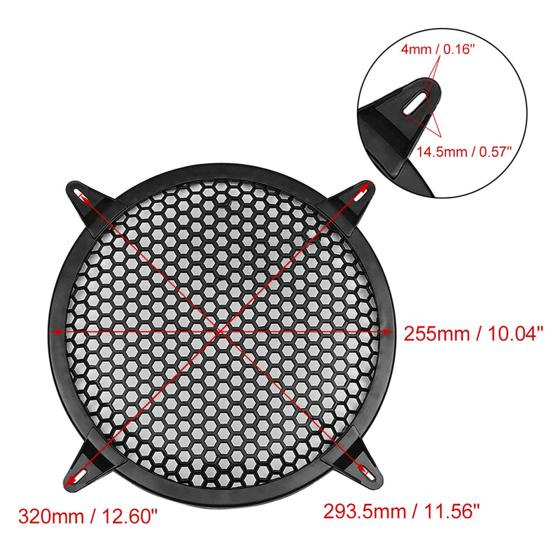[Australia - AusPower] - X AUTOHAUX 4pcs 10" Black Car Speakers Cover Plastic Mesh Woofer Subwoofer Grill Protector 