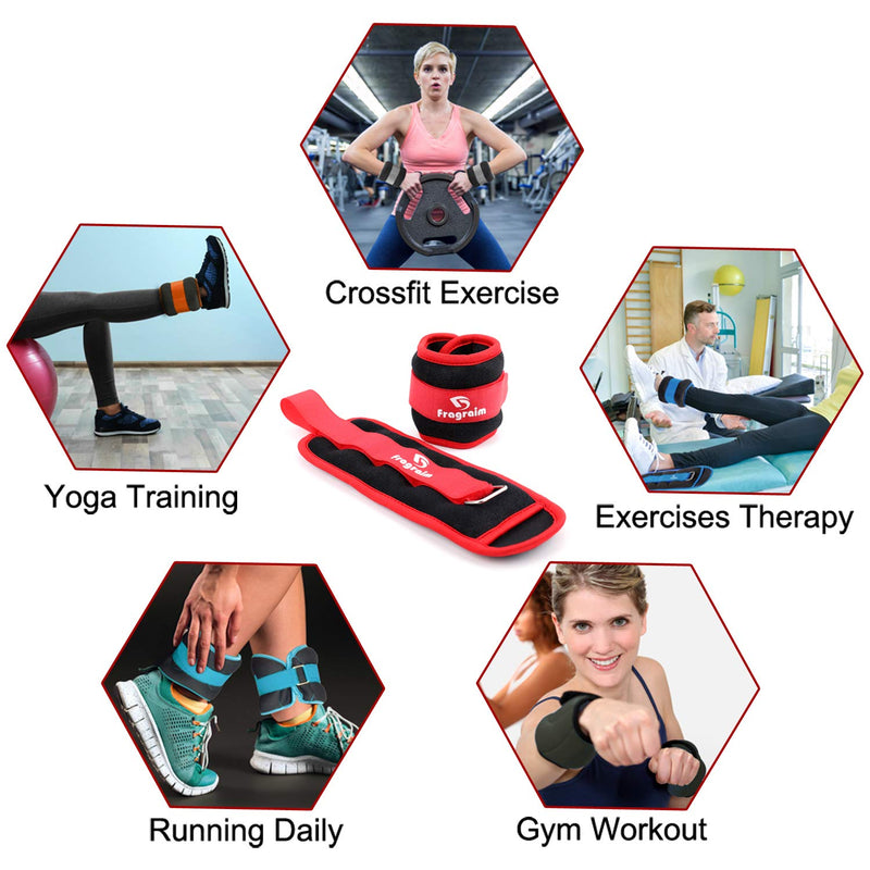 [Australia - AusPower] - Fragraim Ankle Weights for Women, Men and Kids - Strength Training Wrist/Leg/Arm Weight Set with Adjustable Strap for Jogging, Gymnastics, Aerobics, Physical Therapy Red 1 lbs pair (0.5 lbs each) 