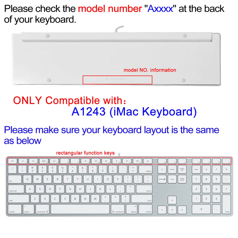[Australia - AusPower] - Silicone Keyboard Cover Skin for Apple iMac Keyboard with Numeric Keypad Wired USB MB110LL/B(Model: A1243), Cute Print, US Layout, Litter Flowers for Apple wired keyboard(Model: A1243) 