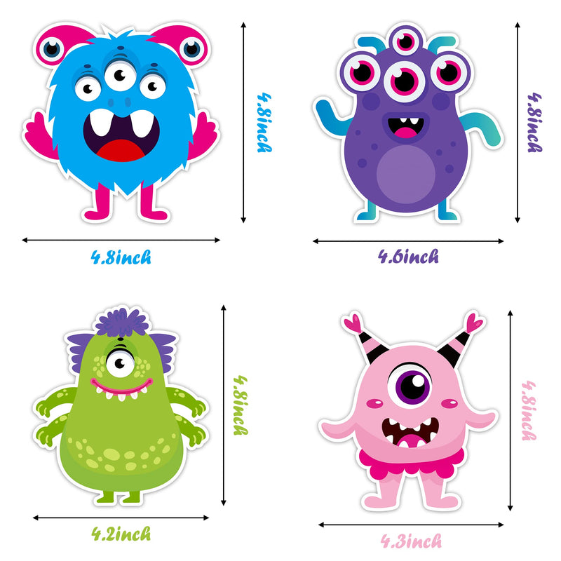 [Australia - AusPower] - BeYumi 45Pcs Little Monster Cutouts Bulletin Board Decorations Set Colorful Cartoon Wall Decals Stickers DIY Cardstock Paper Cutout for Classroom Nursery Bedroom Monster Birthday Party 