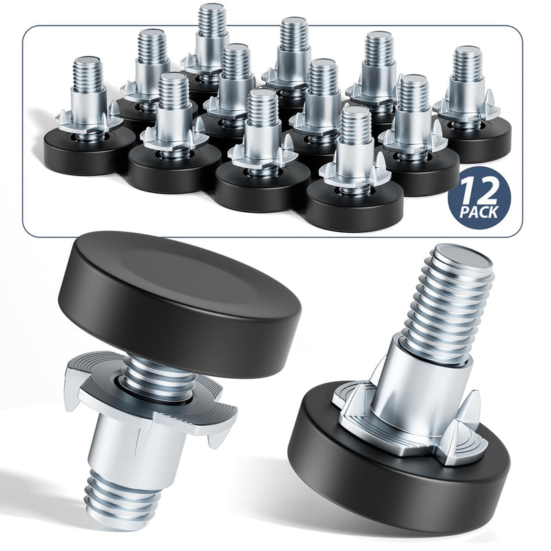 [Australia - AusPower] - MROCO Furniture Leveling Feet with T-Nuts, 12 PCS 1/4"-20 UNC Thread Adjustable Levelers, Leg Levelers Table Feet Screw on for Deak, Chairs, Stool Legs, Cabinet 