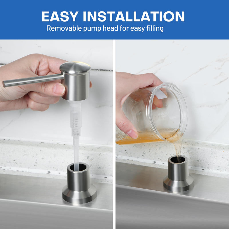 [Australia - AusPower] - TNDIRUL Brushed Nickel Soap Dispenser for Kitchen Sink Counter Dispenser 17 OZ Bottle Built in Refill from The Top 