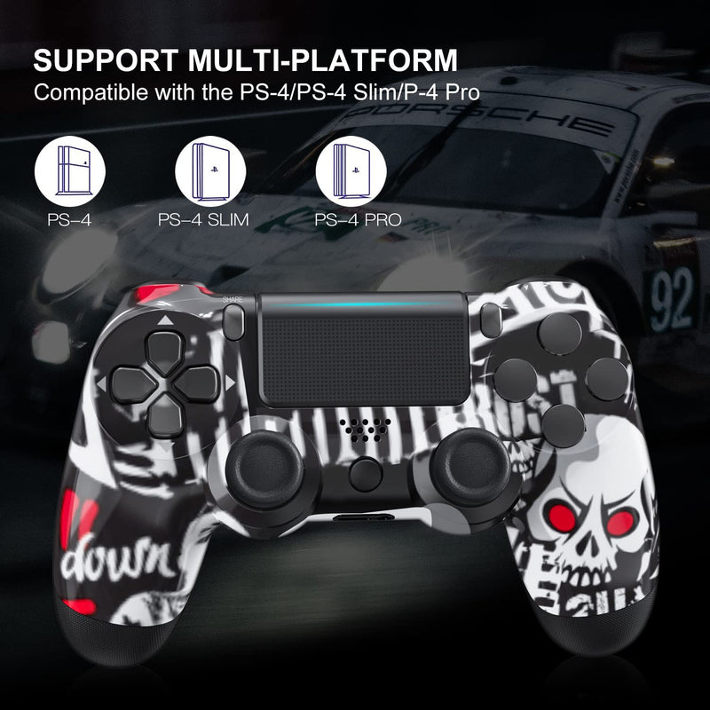 [Australia - AusPower] - Wireless Controller for PS4 Remote, TXTHcpo P4 Gamepad for Playstation 4/Pro/Slim Console Gaming Control with Headset Jack Dual Vibration Speaker Touch Pad Six-axis Motion Control Skull 
