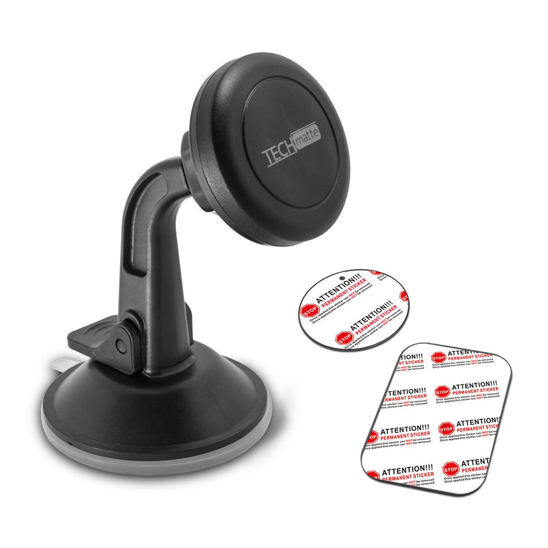 [Australia - AusPower] - TechMatte Car Phone Mount Magnetic-Dashboard Mounted Car Phone Holder-Universal Smartphone Compatibility with Strong Magnetic Technology (Black) 