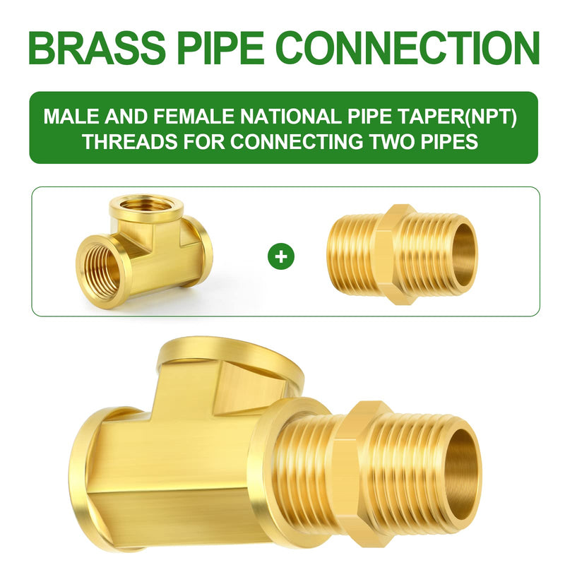 [Australia - AusPower] - TAISHER 5Pcs Brass Tee Fitting, 1/4" x 1/4" x 1/4" NPT Female Pipe Fittings 1/4" FNPT 5 
