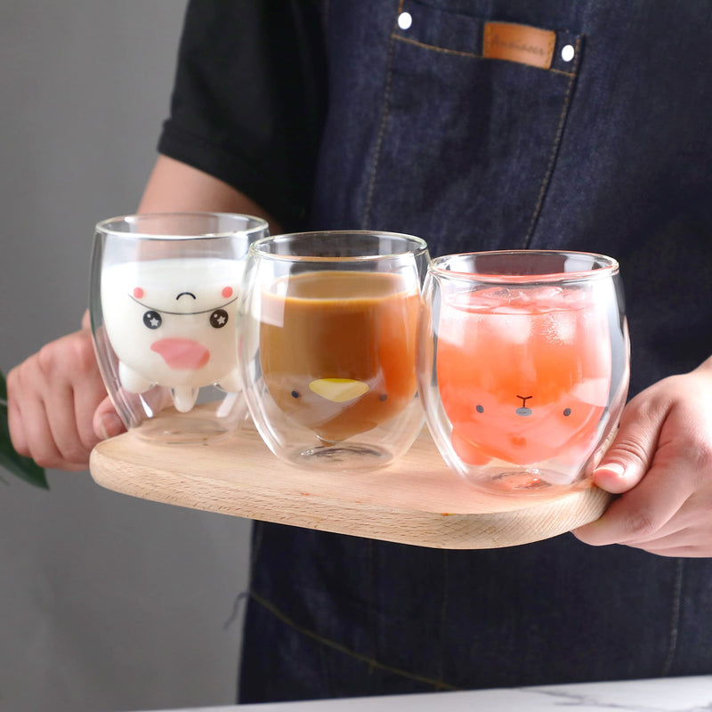 [Australia - AusPower] - Cute Mugs Glass Double Wall Insulated Glass Espresso Cup, Coffee Cup, Tea Cup, Milk Cup, Best gift for Office and Personal Birthday (Bear) Bear 