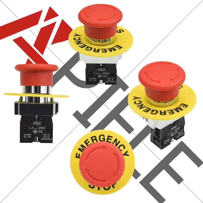 [Australia - AusPower] - APIELE 22mm NC Red Mushroom Emergency Stop Push Button Switch 600V 10 Amp XB2-01ZS XB2?Series 