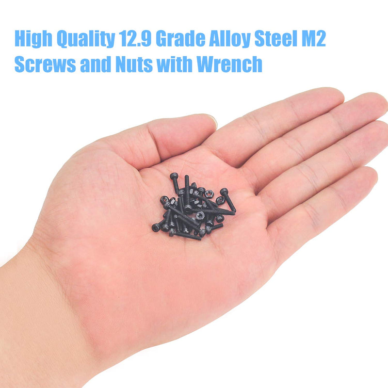 [Australia - AusPower] - DYWISHKEY 420 Pieces M2 x 4mm/6mm/8mm/10mm/12mm/16mm/20mm, 12.9 Grade Alloy Steel Hex Socket Head Cap Bolts Screws Nuts Kit with Hex Wrench 