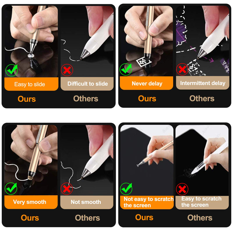 [Australia - AusPower] - Penyeah Stylus pens for Touch Screens - [4-in-1] High Sensitivity and Precision Touch Screen Stylus Disc Tip,Black Rubber Tip & Mesh Fiber Tip Universal for All Capacitive Touch Screen Device (Gold) Gold 