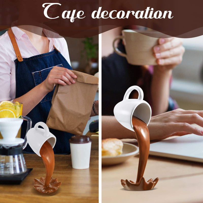 [Australia - AusPower] - Floating Spilling Coffee Cup Magic Pouring Splash Coffee Mug Pouring Spilling Coffee Mugs Cafe Novelty Funny Coffee Cup Sculpture Art Decoration for Home Decor Coffee Lover (Brown Floating) Brown Floating 