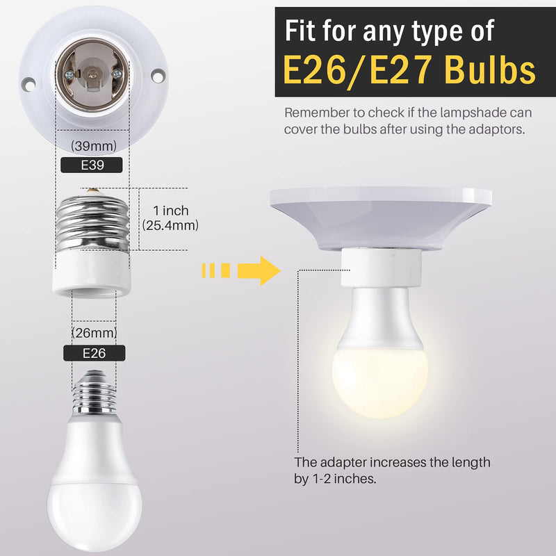 [Australia - AusPower] - UL-listed E39 to E26 Adapter JACKYLED Mogul to Medium Light Bulb Lamp Socket Porcelain Converter 1-Pack 1 Pack 