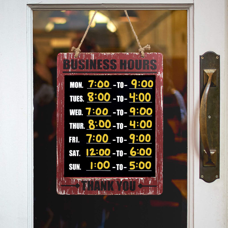 [Australia - AusPower] - Excello Global Products Business Hours Hanging Chalkboard Rustic Decorative Erasable Chalk Boards for Restaurant Door Hangable Shabby Chic Wooden Sign Brown 