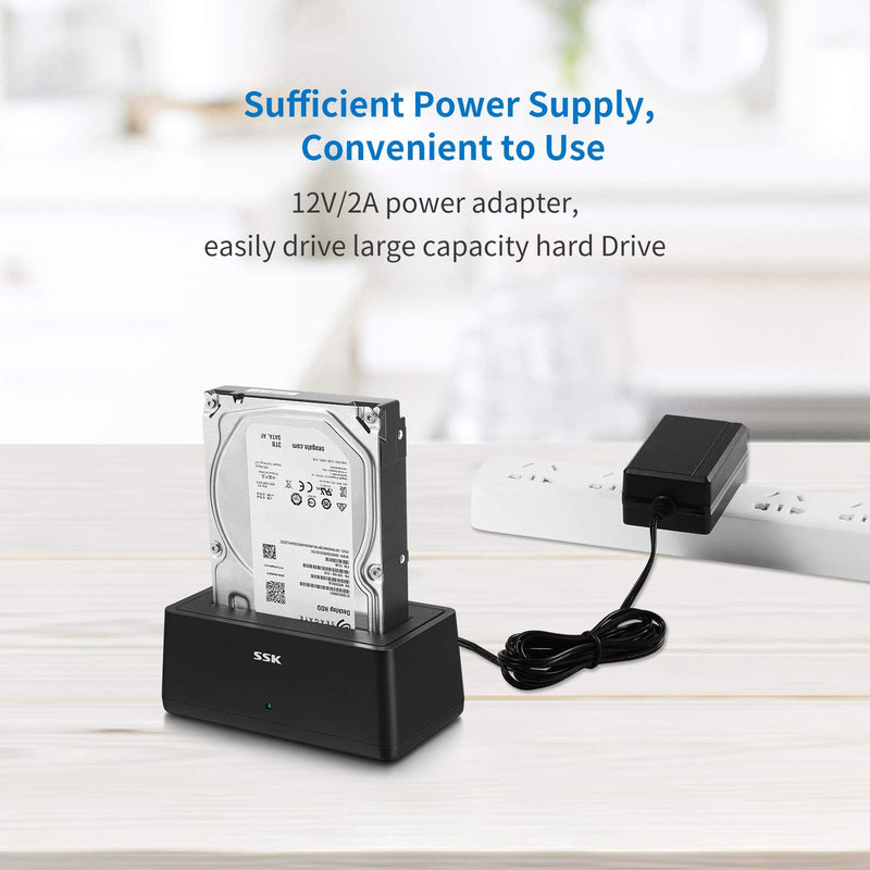 [Australia - AusPower] - SSK USB 3.0 to SATA External Hard Drive Docking Station Enclosure Adapter for 2.5 & 3.5 Inch HDD SSD SATA, Super Speed up to 5Gbps, Support UASP no Drivers Needed(16TB Supports) 
