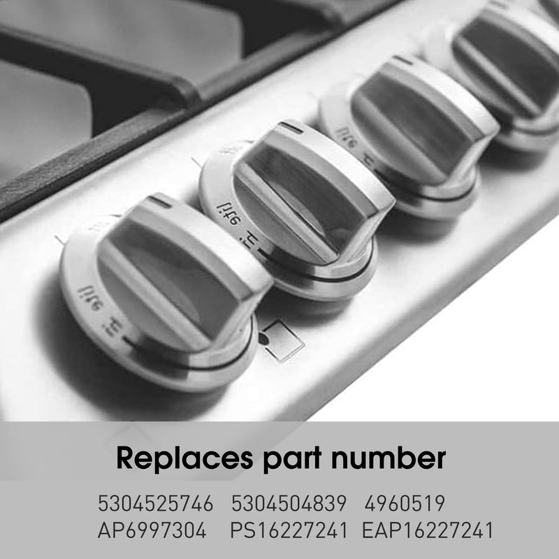 [Australia - AusPower] - 5 Pcs 5304525746 Gas Stove Knobs - A03546301/02/03 5304525746 5304504839 Stove Knobs Replacements Compatible with Frigidaire Gas Cooktop FFGC3026SB, FFGC3026SS, FFGC3626SS Series 