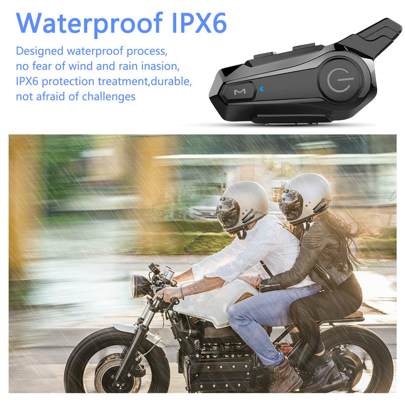 [Australia - AusPower] - Motorcycle Bluetooth Headset，Wipeeyes E1 Bluetooth Helmet Intercom Headset with CVC Noise Cancellation Stereo Music IPX6 Waterproof for Full face Helmet 