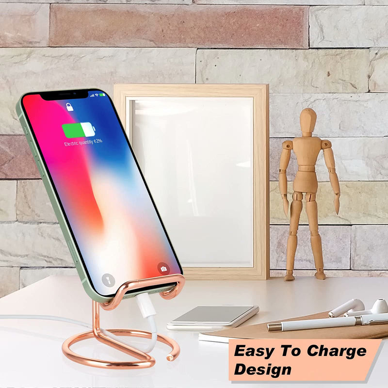 [Australia - AusPower] - Cell Phone Stand for Desk,Cute Metal Rose Gold Cell Phone Stand Holder Desk Accessories,Compatible with All Mobile Phones,iPhone,Switch,iPad 1 