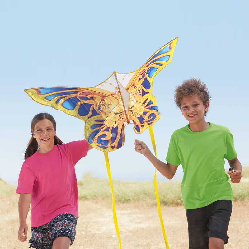 [Australia - AusPower] - Mint's Colorful Life Golden Mechanical Butterfly Kite for Kids & Adults Easy to Fly, Large Single Line Kite for The Beach with 300 FT String Kite Handle 