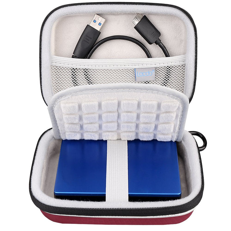 [Australia - AusPower] - Lacdo Hard Drive Carrying Case for Western Digital WD My Passport Ultra WD Elements SE WD P10 Game Drive Portable External Hard Drive 1TB 2TB 3TB 4TB 5TB USB 3.0 2.5 inch HDD Travel Storage Bag, Red 