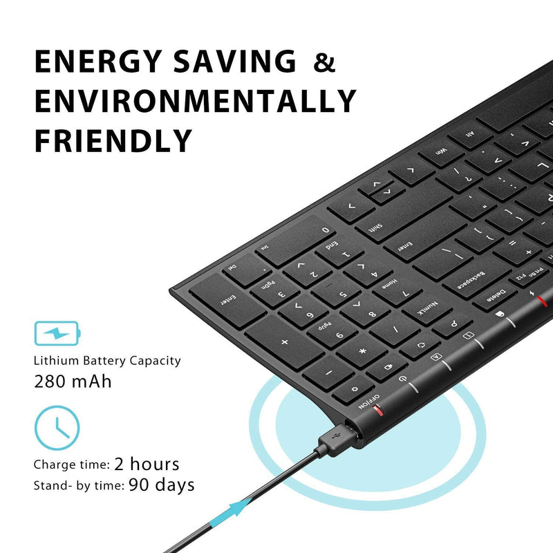 [Australia - AusPower] - iClever GK03 Wireless Keyboard and Mouse Combo - 2.4G Portable Wireless Keyboard Mouse, Rechargeable Battery Ergonomic Design and iClever BK10 Bluetooth Keyboard, Universal Wireless Keyboard 