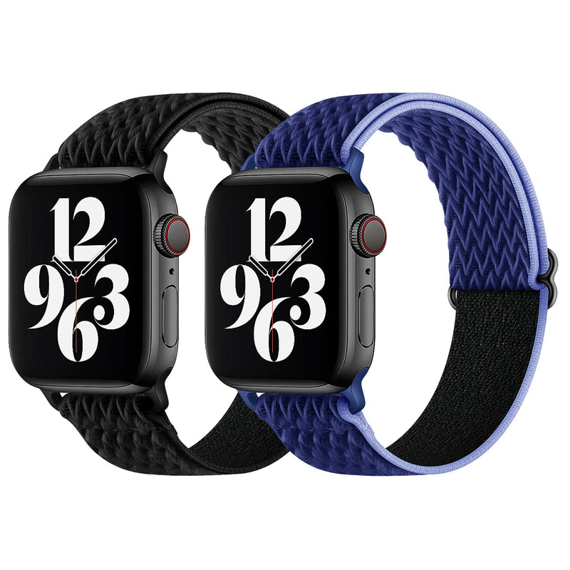 [Australia - AusPower] - Wingle Compatible for Apple Watch Band Series 7 41mm 45mm, Women Bracelet Bling Band Stainless Steel Wristband for iWatch 41mm 45mm 40mm 44mm 38mm Series 7 SE Series 6 Series 5 Series 4 Series 3 2 1 2 pack-Black and Blue 42mm/44mm/45mm 