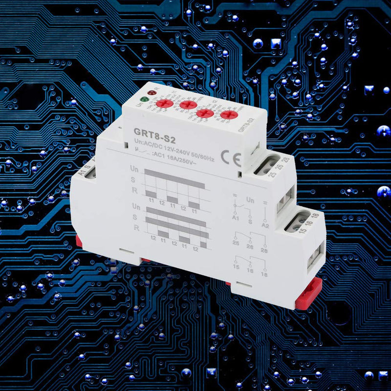 [Australia - AusPower] - Timer Relay AC/DC 12-240V Mini Asymmetric Cycle Timer Relay Switch 35mm DIN Rail Delay Time Relay ON/Off Repeat Delay Time Relay Switch for Cyclic Delay Control 