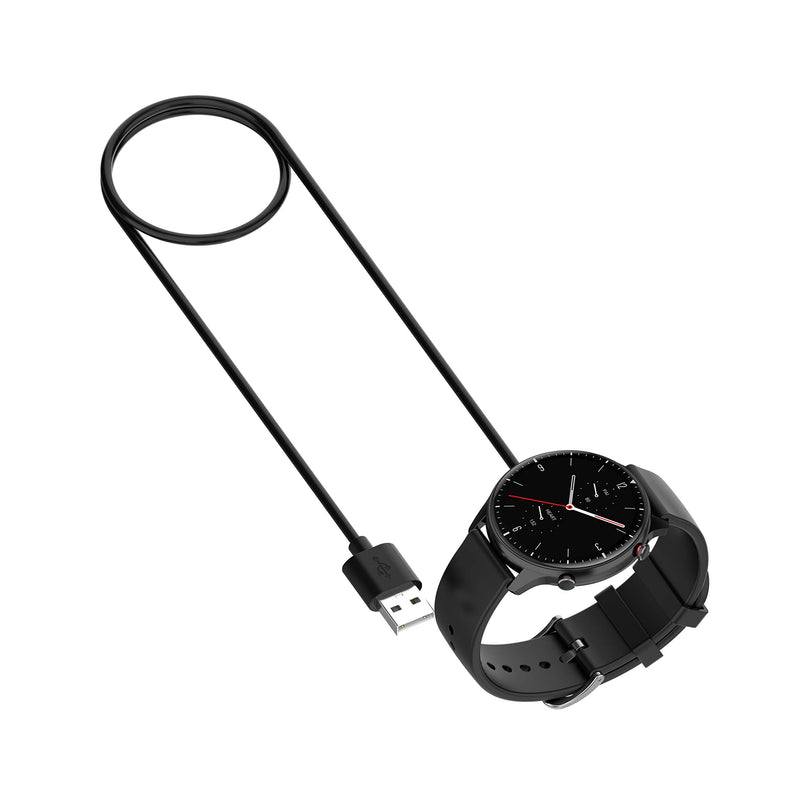 [Australia - AusPower] - TenCloud Charger Compatible with Amazfit GTS 2 Mini/Bip U Watch USB Charging Cord 3.3ft Charger for Smartwatch GTS 2 Mini/Bip U (Black+Black) Black+Black 