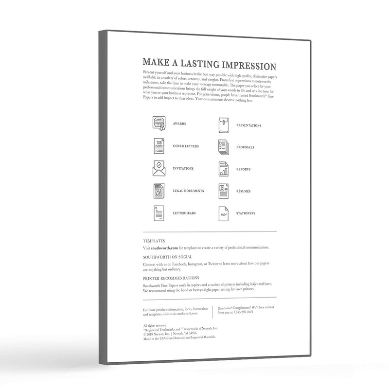 [Australia - AusPower] - Southworth® 100% Cotton Résumé Paper, 8 1/2" x 11", 24 Lb, 100% Recycled, Ivory, Pack of 100 