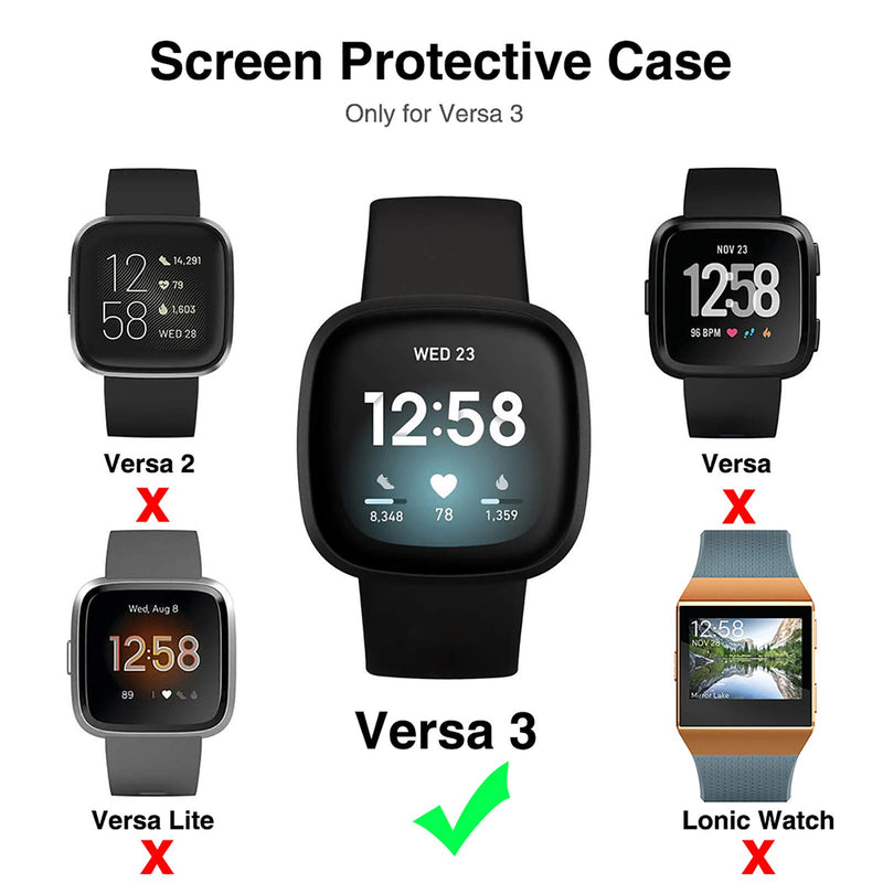 [Australia - AusPower] - Screen Protector Case Compatible Fitbit Versa 3,Ultra-Thin HD Full Protective Case Cover,Soft TPU Scratch Resistant Bumper Case Cover for Fitbit Versa 3 Smartwatch Accessories Transparent E 2 Pack Two Pack 