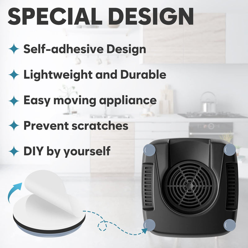[Australia - AusPower] - Appliance Sliders for Kitchen Appliances, 24 PCS Self-Adhesive Small Kitchen Appliance Slider for Coffee Maker, Air Fryer, Pressure Cooker, Deep Fryer, Easy to Move & Space Saving Kitchen Accessories 19mm 
