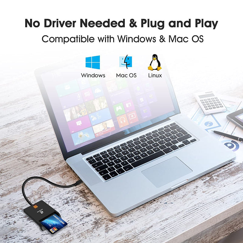 [Australia - AusPower] - ZOWEETEK Type C CAC Reader, Smart CAC Card Reader USB C for DOD Military Common Access CAC, Compatible with Windows, Mac OS 