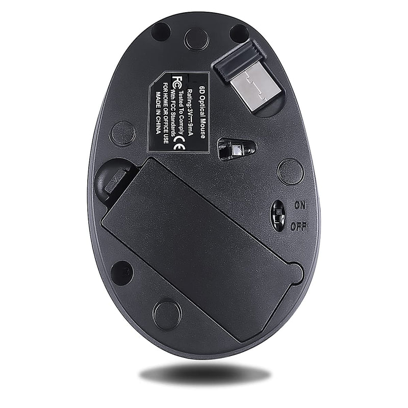 [Australia - AusPower] - Left-Handed Mouse,2.4GHz Ergonomic Vertical DPI 800/1200/1600 Wireless Mouse with USB Receiver for Small Hand,Black Black 