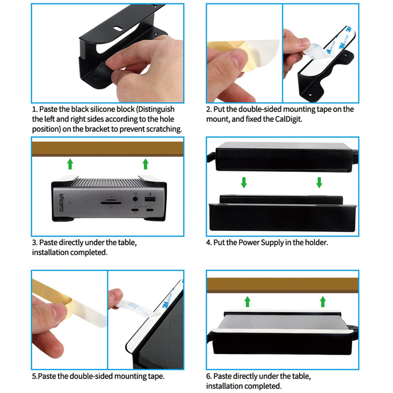 [Australia - AusPower] - Under Desk Holder for Thunderbolt 4 Dock/Thunderbolt 3 Dock and Power Cable, Under Desk Iron Storage Rack for TS4 / TS3 Plus, No Drill, Easy Install with All Hardware Included 