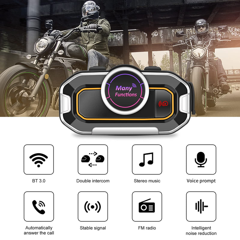 [Australia - AusPower] - Motocycle Helmet Intercom Communication System, VR robot 2 Riders 800M Motorcycle Bluetooth Headset, Multi-Function Motorbike Helmet Intercom Headset with Noise Cancellation/Stereo Music/FM Radio 